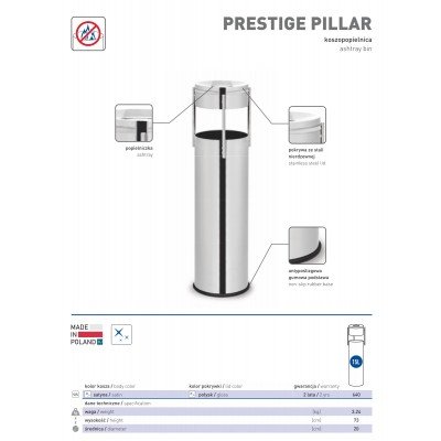 Koszopopielnica popielnica Prestige Pillar 15 litrów