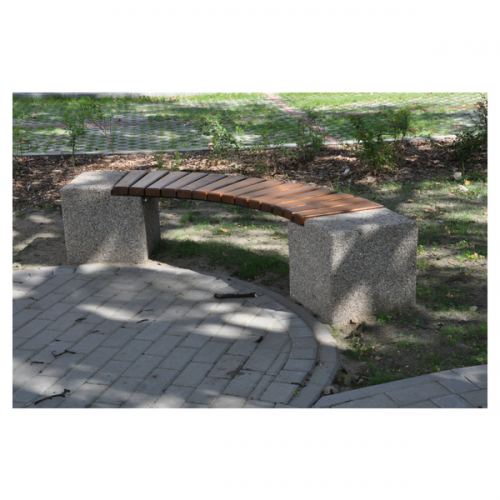 ławka betonowa łukowa bez oparcia 195×40 cm k 430 zdjęcie architektura miejska