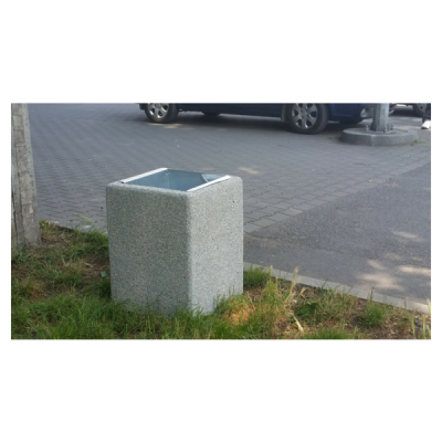 Kosz betonowy kwadratowy 40 litrów miejski 45x60 cm ogrodowy na śmieci architektura miejska realizacja