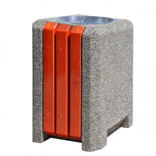Kosz betonowo-drewniany kwadratowy „masywny” 40l