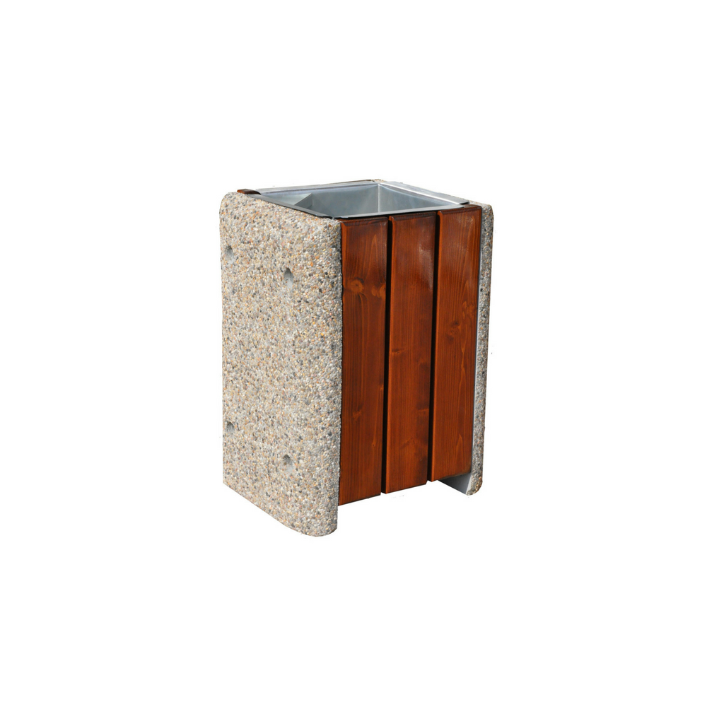 Kosz betonowo-drewniany kwadratowy 60l litrów 70x45x45 cm