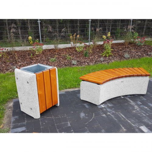 Kosz betonowo-drewniany kwadratowy 60l litrów 70x45x45 cm