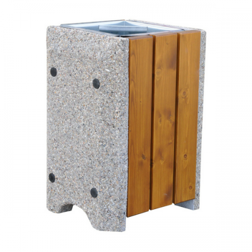 Kosz betonowo-drewniany kwadratowy 60 l litrów 76x46x54 cm