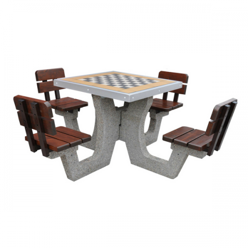 Betonowy stół do gry w szachy/chińczyka z krzesłami