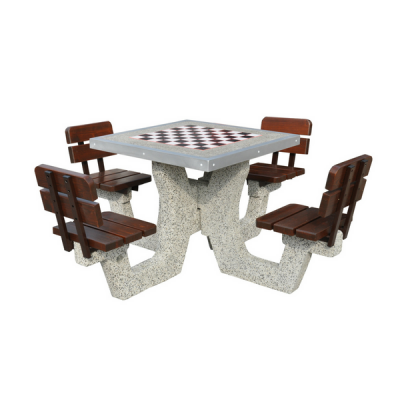 Betonowy stół do gry w szachy/chińczyka z krzesełkami