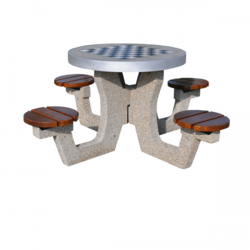 Betonowy stół do gry w szachy/chińczyka okrągły z krzesełkami