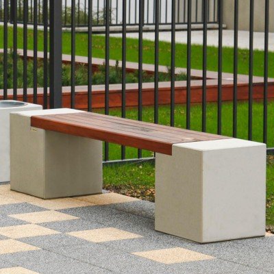 Ławka betonowa beton architektoniczny DECO 2 bez oparcia 190x45 cm realizacja meble miejskie