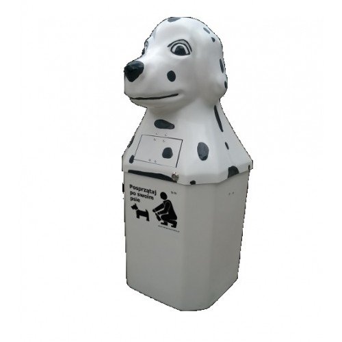 Kosz na śmieci psie odchody pies łatek 100x48x48 cm asik 50 l biały kolor