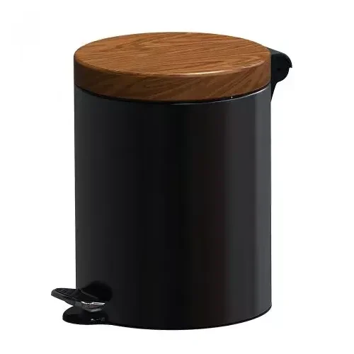 Kosz na śmieci pedałowy 3 litrowy drewniana pokrywa Sherwood Freedom Fresh czarny