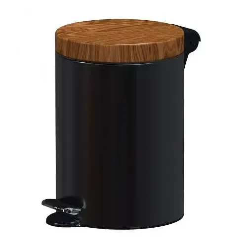 Kosz na śmieci pedałowy 5 litrów drewniana pokrywa Sherwood Freedom Fresh czarny