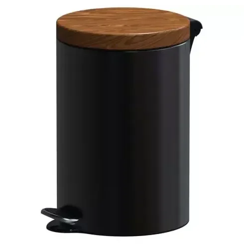 Kosz na śmieci pedałowy 12 litrów drewniana pokrywa Sherwood Freedom Fresh czarny