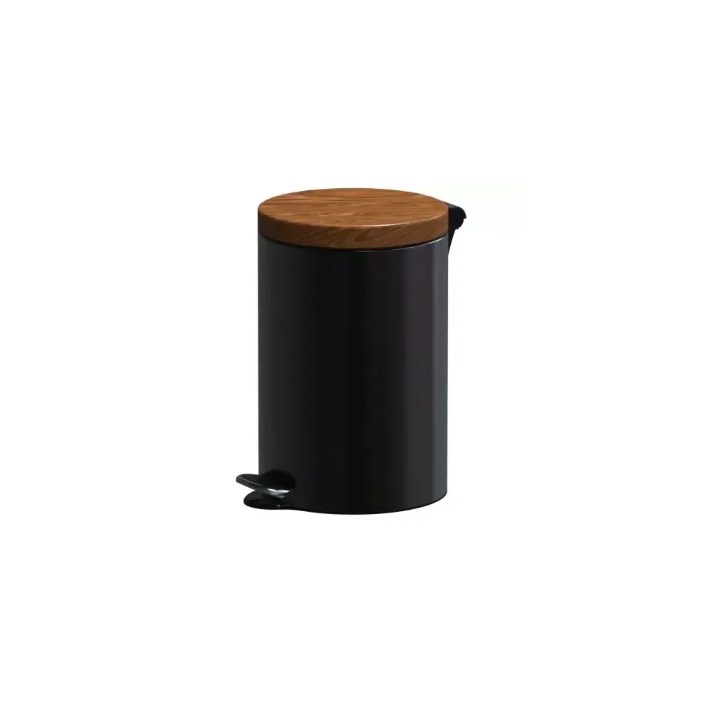 Kosz na śmieci pedałowy 12 litrów drewniana pokrywa Sherwood Freedom Fresh czarny