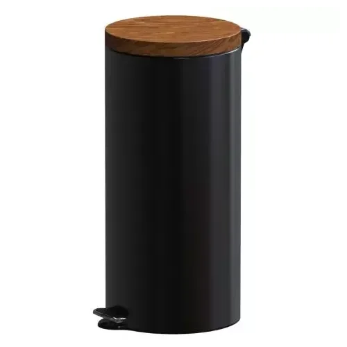 Kosz na śmieci pedałowy 30 litrów drewniana pokrywa Sherwood Freedom Fresh czarny