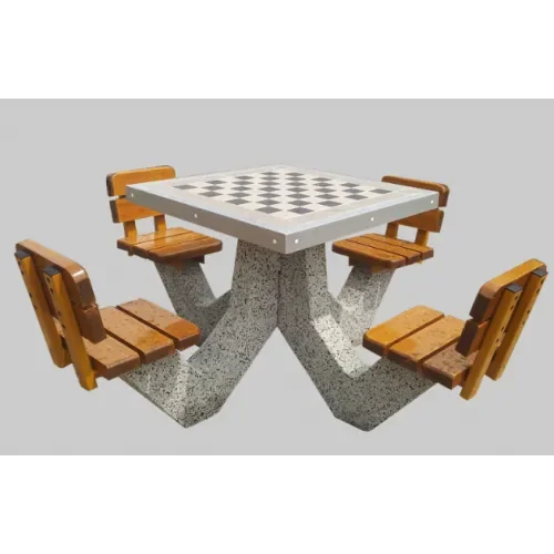Stół parkowy do gry w szachy lub chińczyka z czterema siedziskami z oparciem 170x170x76 cm