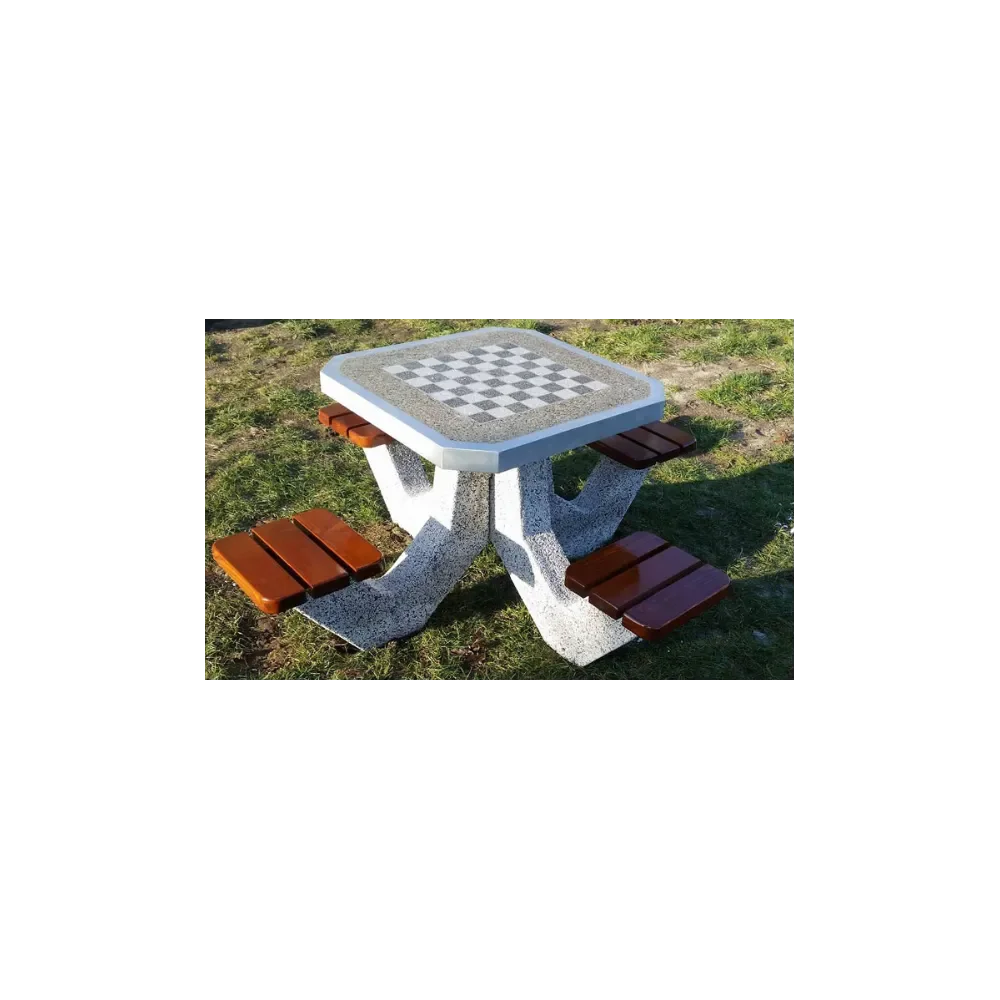 Stół parkowy do gry w szachy lub chińczyka z czterema siedziskami 160x160x76 cm