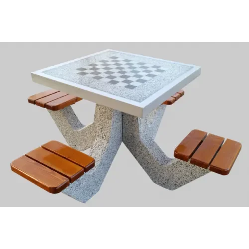 Stół parkowy do gry w szachy lub chińczyka z czterema siedziskami 160x160x76 cm