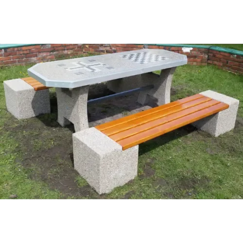Stół rekreacyjny-piknikowy parkowy z 2 planszami i 2 ławkami 200x200x78 cm