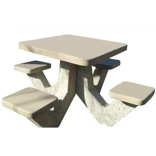 Stół rekreacyjny-piknikowy parkowy kwadratowy betonowy z 4 siedziskami 160x160x74 cm