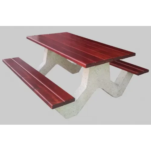 Stół rekreacyjny-piknikowy parkowy betonowy z drewnianym blatem i 2 zespolonymi ławkami 160x160x74 cm