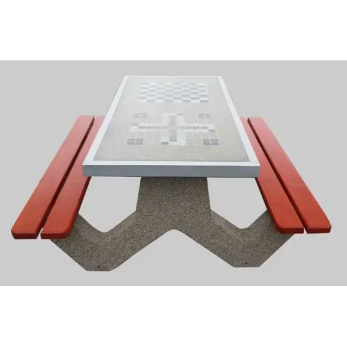 Stół rekreacyjny-piknikowy parkowy betonowy z 2 planszami i 2 zespolonymi ławkami 160x160x74 cm