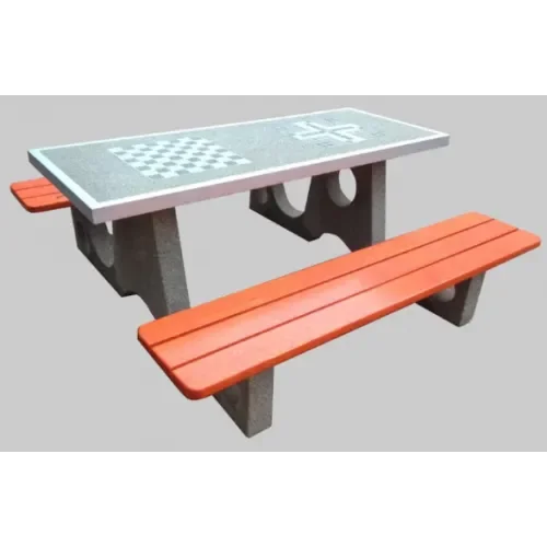 Stół rekreacyjny-piknikowy parkowy betonowy z 2 planszami i 2 ławkami 200x200x80 cm