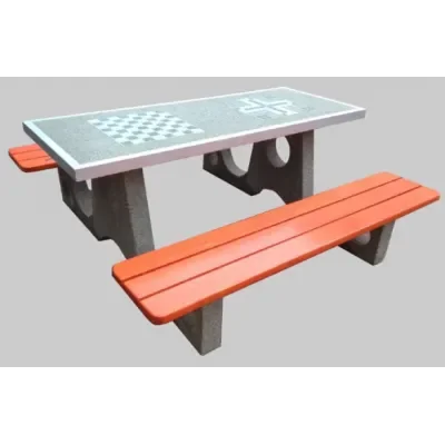 Stół rekreacyjny-piknikowy parkowy betonowy z 2 planszami i 2 ławkami 200x200x80 cm