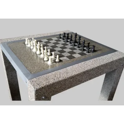 Stół rekreacyjny-piknikowy parkowy betonowy z planszą do gry w szachy/chińczyk i 4 krzesłami 83x83x76 cm