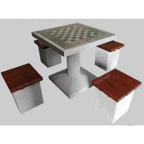 Stół do gry w szachy lub chińczyka betonowy parkowy z 4 siedziskami 190x190x76 cm