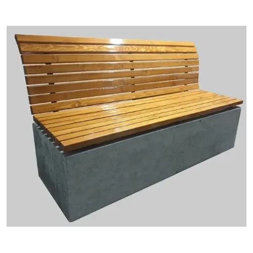 Ławka miejsko-parkowa betonowa z drewnianym siedziskiem z oparciem 180x74x102 cm