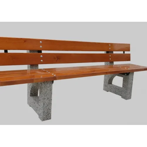 Ławka miejsko-parkowa betonowa z drewnianym siedziskiem z oparciem 200x41x44 cm