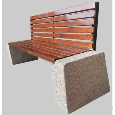 Ławka miejsko-parkowa betonowa z drewnianym siedziskiem z oparciem 200x44x44 cm