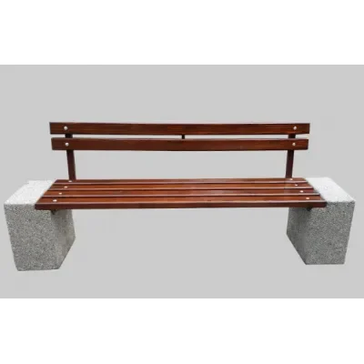 Ławka miejsko-parkowa betonowa z drewnianym siedziskiem z oparciem 200x40x45 cm