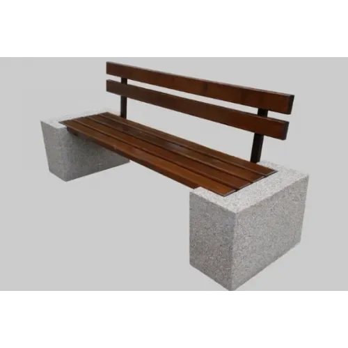 Ławka miejsko-parkowa betonowa z drewnianym siedziskiem z oparciem 200x42x60 cm