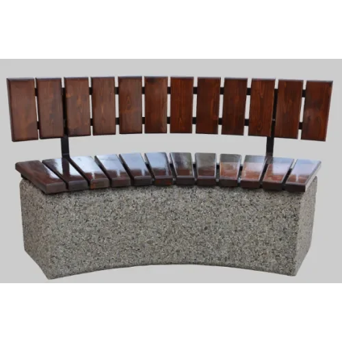 Ławka miejsko-parkowa betonowa z drewnianym siedziskiem z oparciem 157x45x46 cm