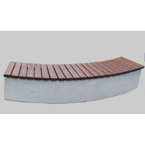 Ławka miejsko-parkowa betonowa łukowa z drewnianym siedziskiem 230x45x46 cm