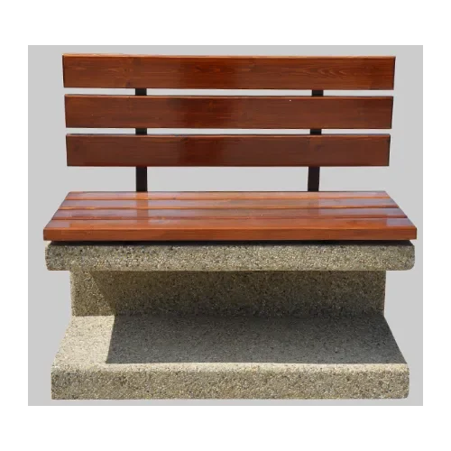 Ławka miejsko-parkowa betonowa z drewnianym siedziskiem z oparciem 110x50x55 cm