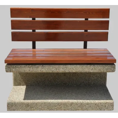 Ławka miejsko-parkowa betonowa z drewnianym siedziskiem z oparciem 110x50x55 cm