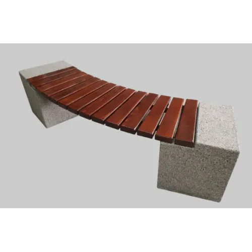 Ławka miejsko-parkowa betonowa łukowa z drewnianym siedziskiem 195x40x42 cm