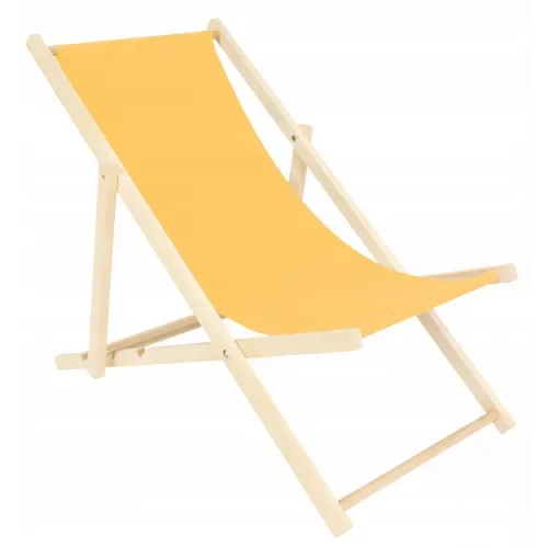 Leżak drewniany plażowy ogrodowy żółty 120x60x80 cm