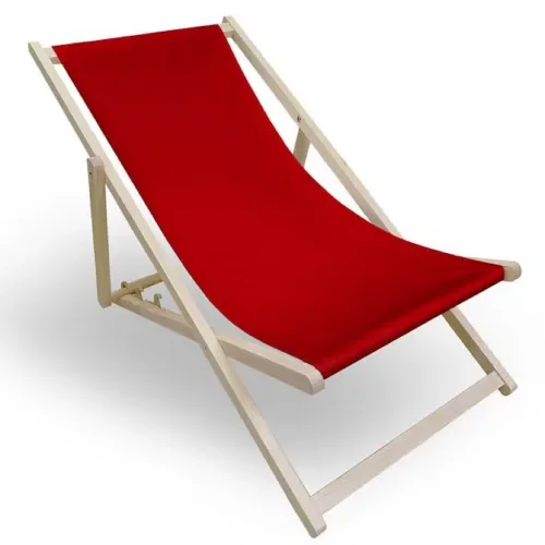 Leżak drewniany plażowy ogrodowy czerwony 120x60x80 cm