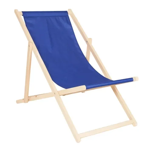 Leżak drewniany plażowy ogrodowy niebieski 120x60x80 cm