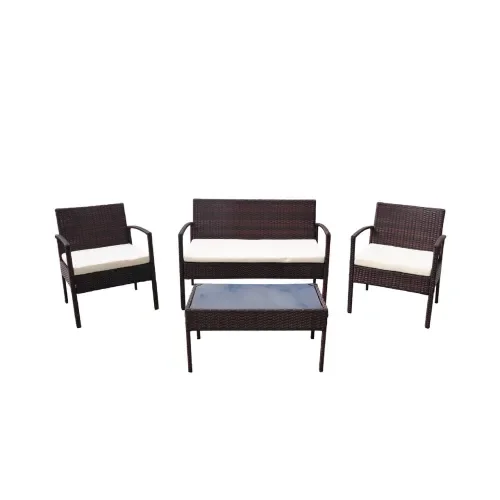 Zestaw mebli ogrodowych brązowy Sycylia sofa 2x fotel stolik